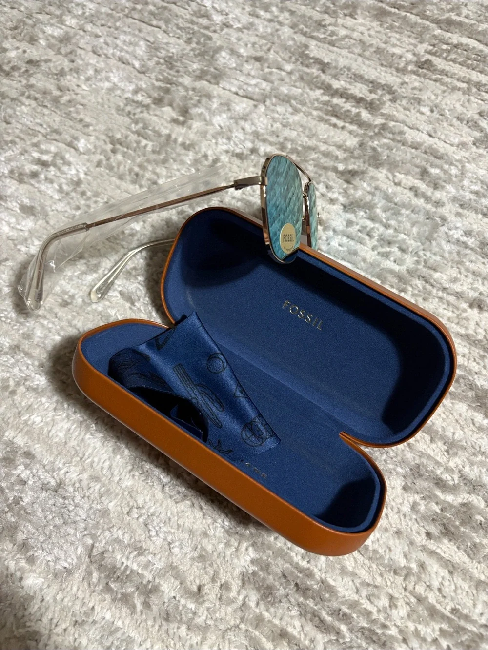 Fossil Gold Frame Sunglasses with Green Lenses
